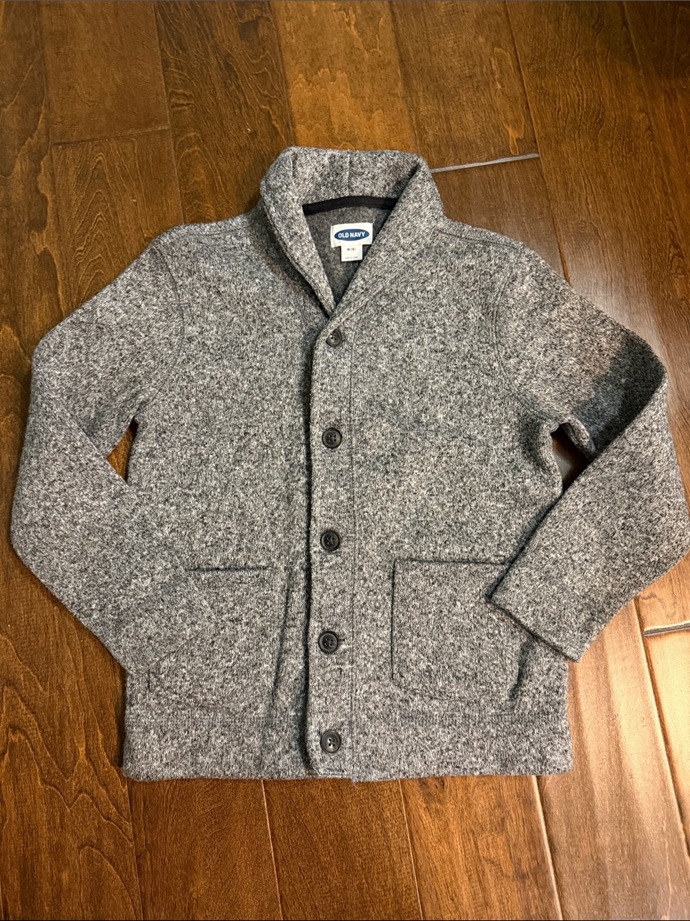 Boys Old Navy Heather Gray Shawl-Collar Button Cardigan
